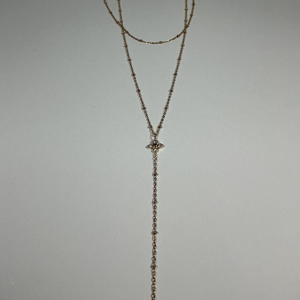 Dainty Delicate LayereClover Collarbone Lariat Style Hypoallergenic Necklace - Picture 4 of 13